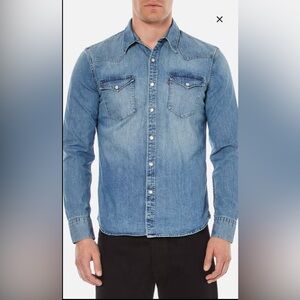 ($75) Levi's Men's Barstow Western Shirt - Red Cast Stone (Size: XL)